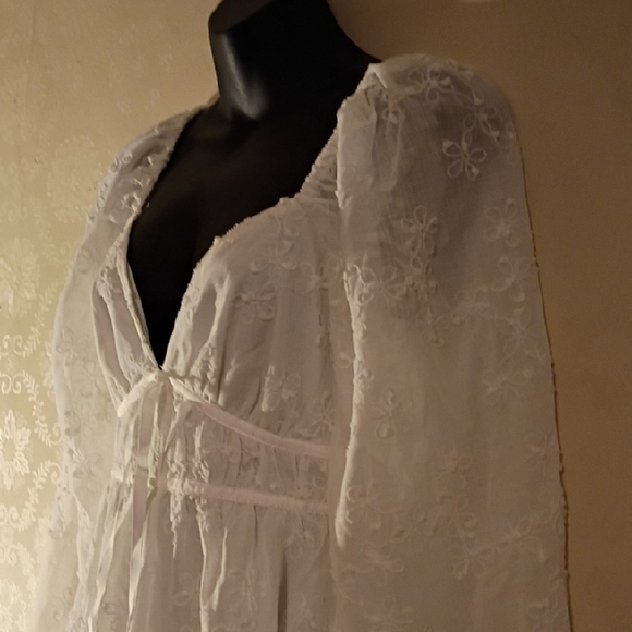 Off  White Lace / Embroidery Long Sleeve Dress - Picture 5 of 11